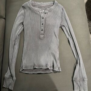 light grey long sleeve button down top, never worn